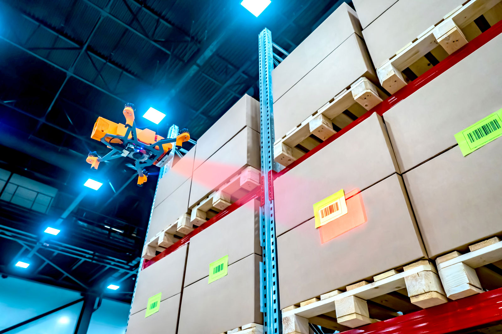 warehouse drone scanning barcode