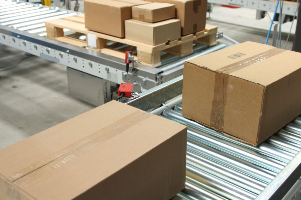 boxes on a conveyor belt