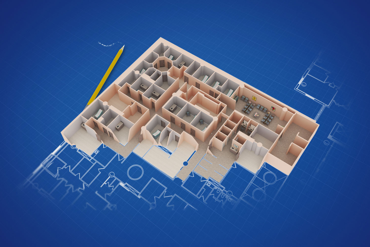 3d model on blueprint