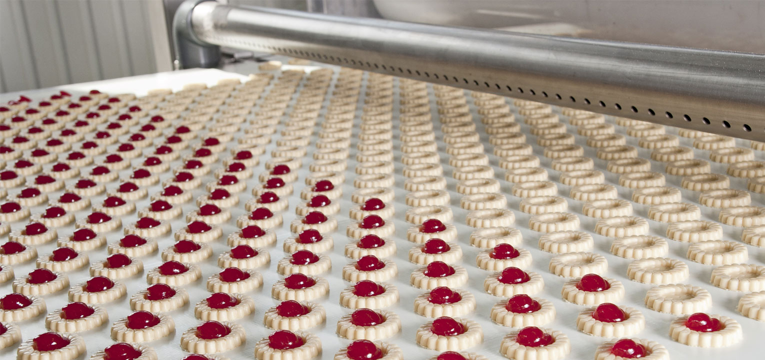 production line baking cookies