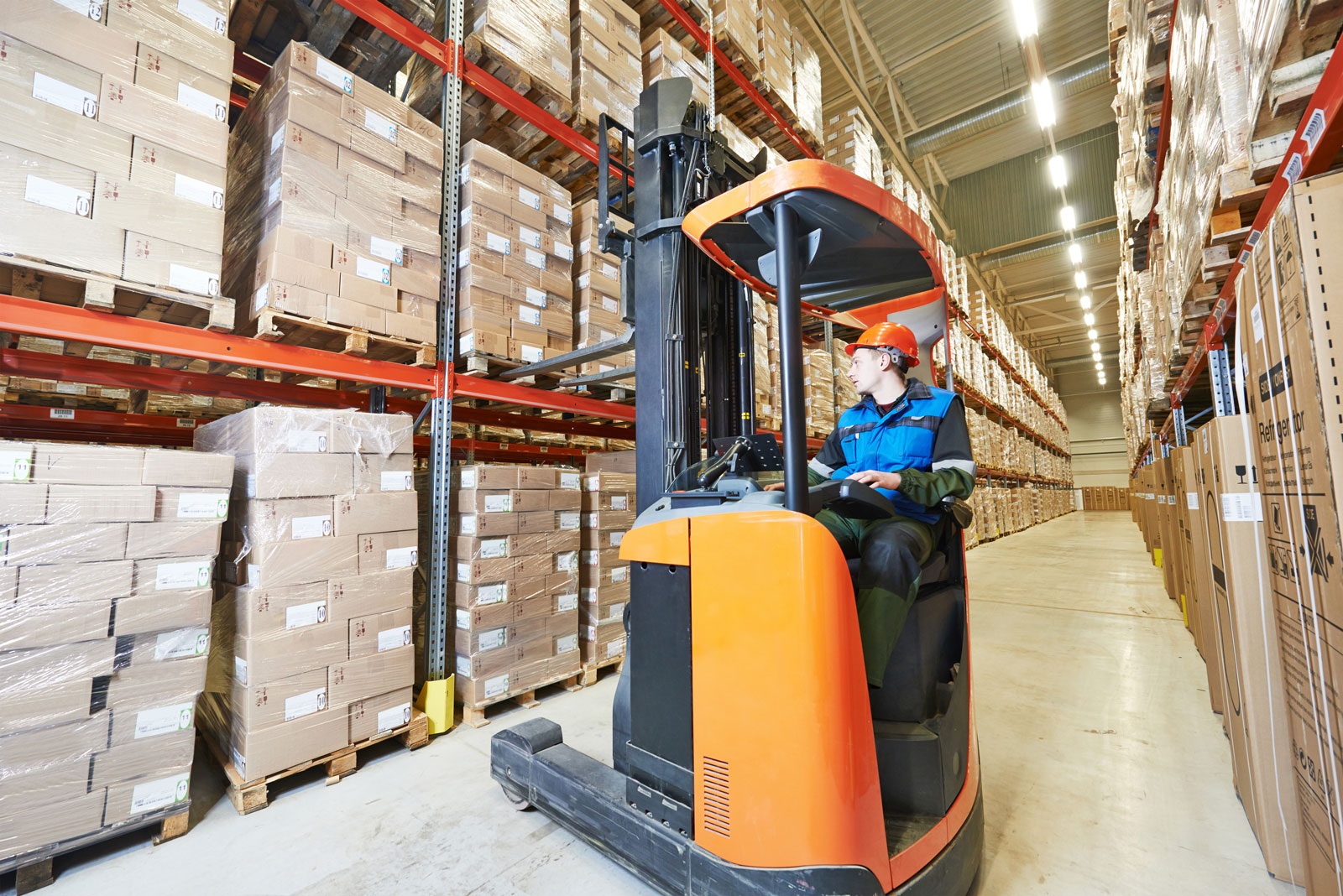 forklift stacker loader cardboard boxes