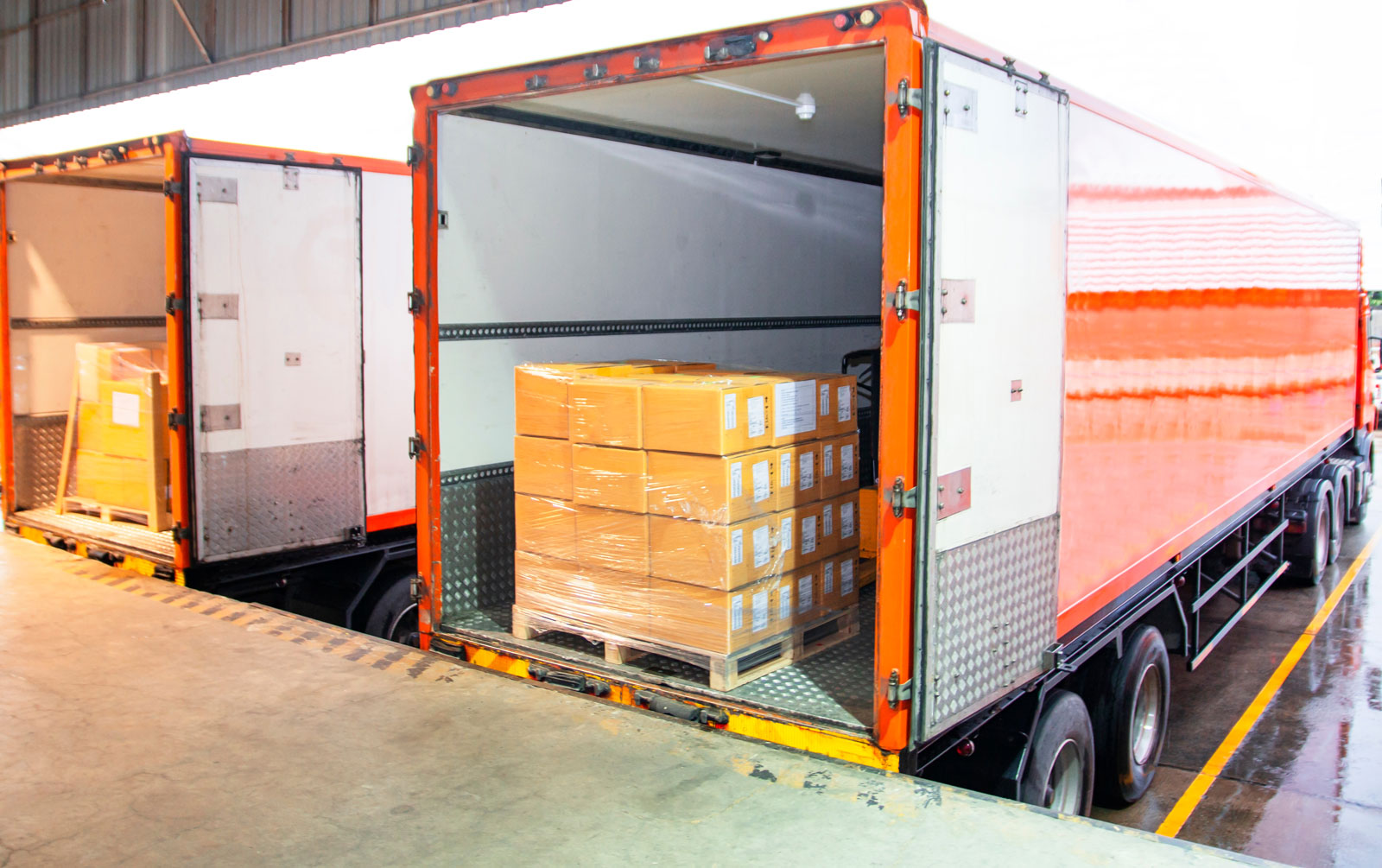 freight transport pallet on truck