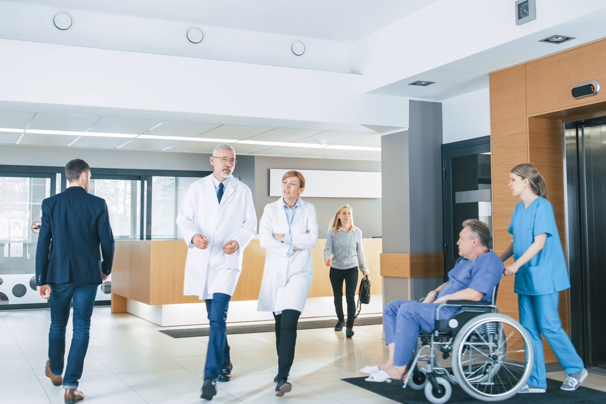 busy hospital lobby